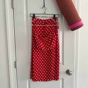 Reformation Red Voyage Polka Dot Top + Skirt Set EUC